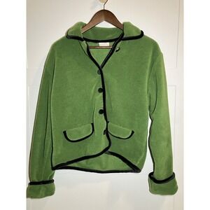 Tapemeasure Women's Large Green Fleece Blazer Jacket Button Office Work Preppy